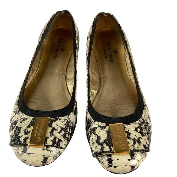 Kate Spade New York Tock Bow Snakeskin Flats Size 6M - Picture 3 of 6